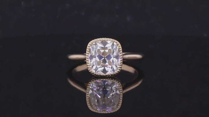 8.5*9mm Old Mine Cut Bezel-Set Moissanite Vintage Ring in 10K Solid Yellow Gold