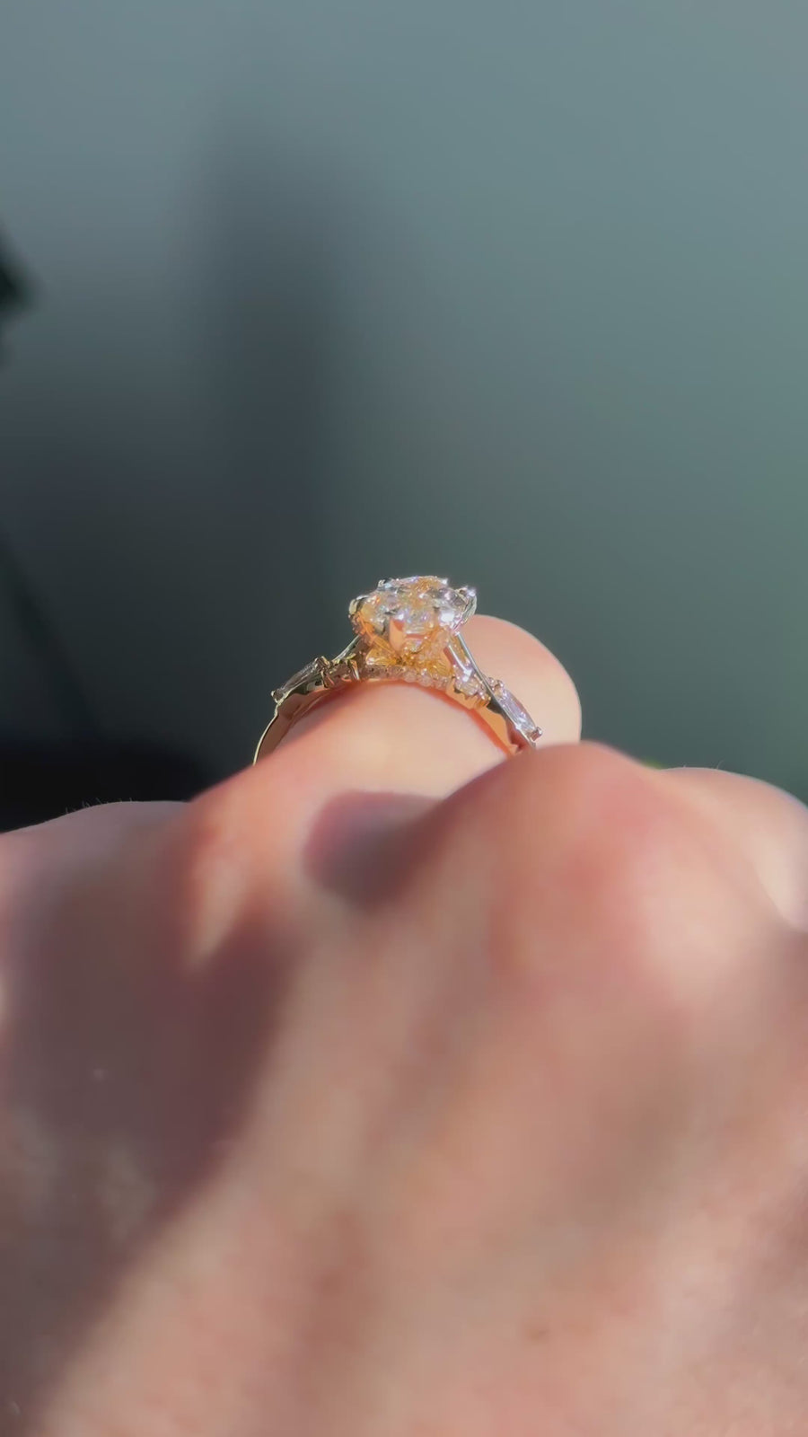 The Sovereign Crest in 14K yellow gold — underside, worn face-on [ld m=y shot=under]