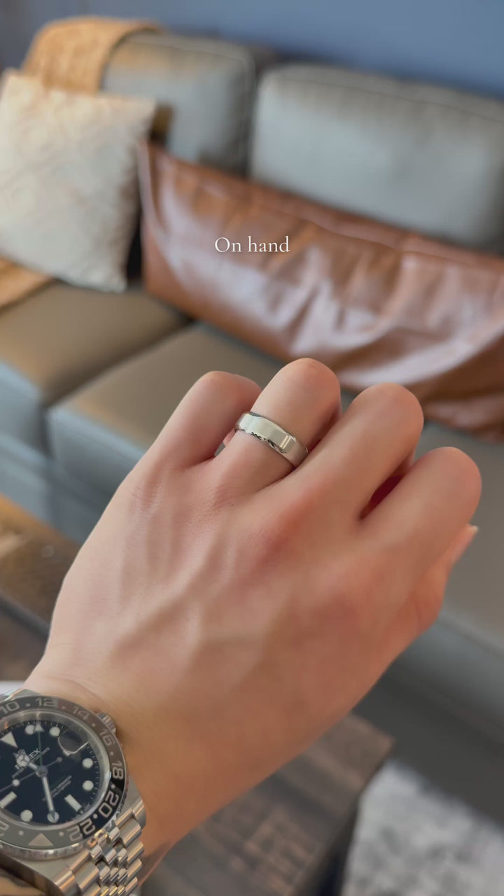Brushed Beveled Wedding Band in Platinum (6mm)