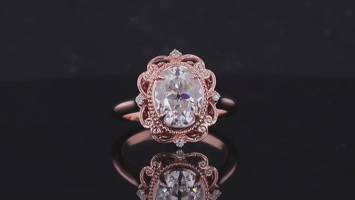 7*9mm Old Mine Oval Cut Moissanite Vintage Ring in 14K Solid Rose Gold