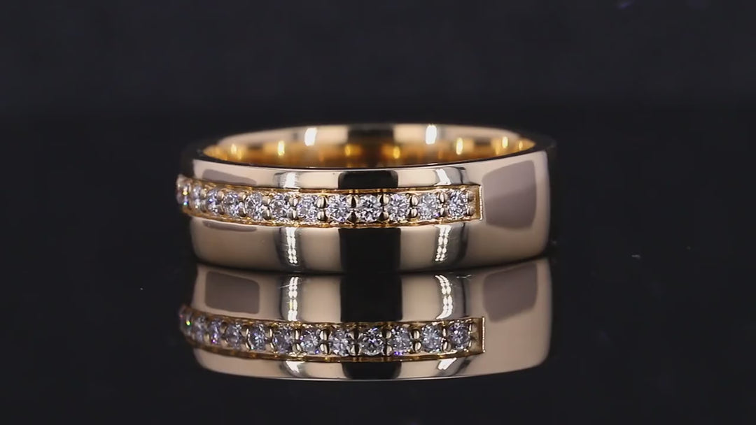 5mm Solid Band Men's Diamond Ring in 14K Yellow Gold