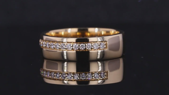 5mm Solid Band Men's Diamond Ring in 14K Yellow Gold