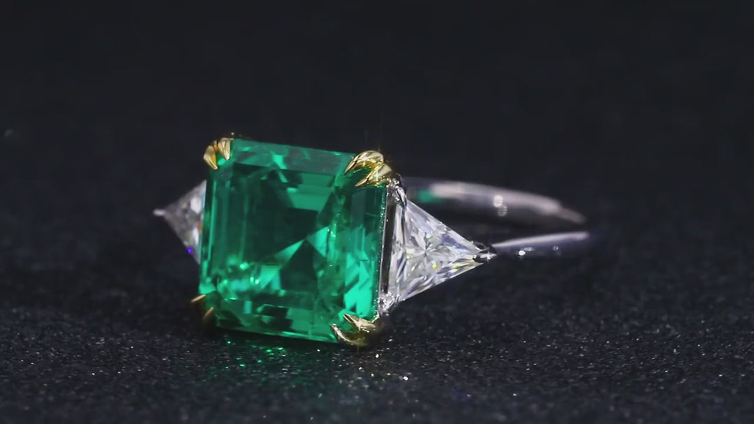 The Facet — Emerald Three-Stone Ring