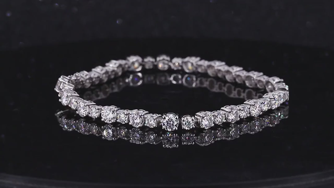 4mm Alternating Round Cut Diamond Tennis Bracelet in 14K Solid Yellow/White Gold