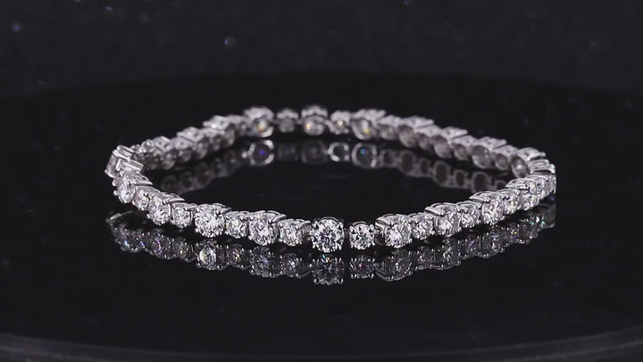 4mm Alternating Round Cut Diamond Tennis Bracelet in 14K Solid Yellow/White Gold