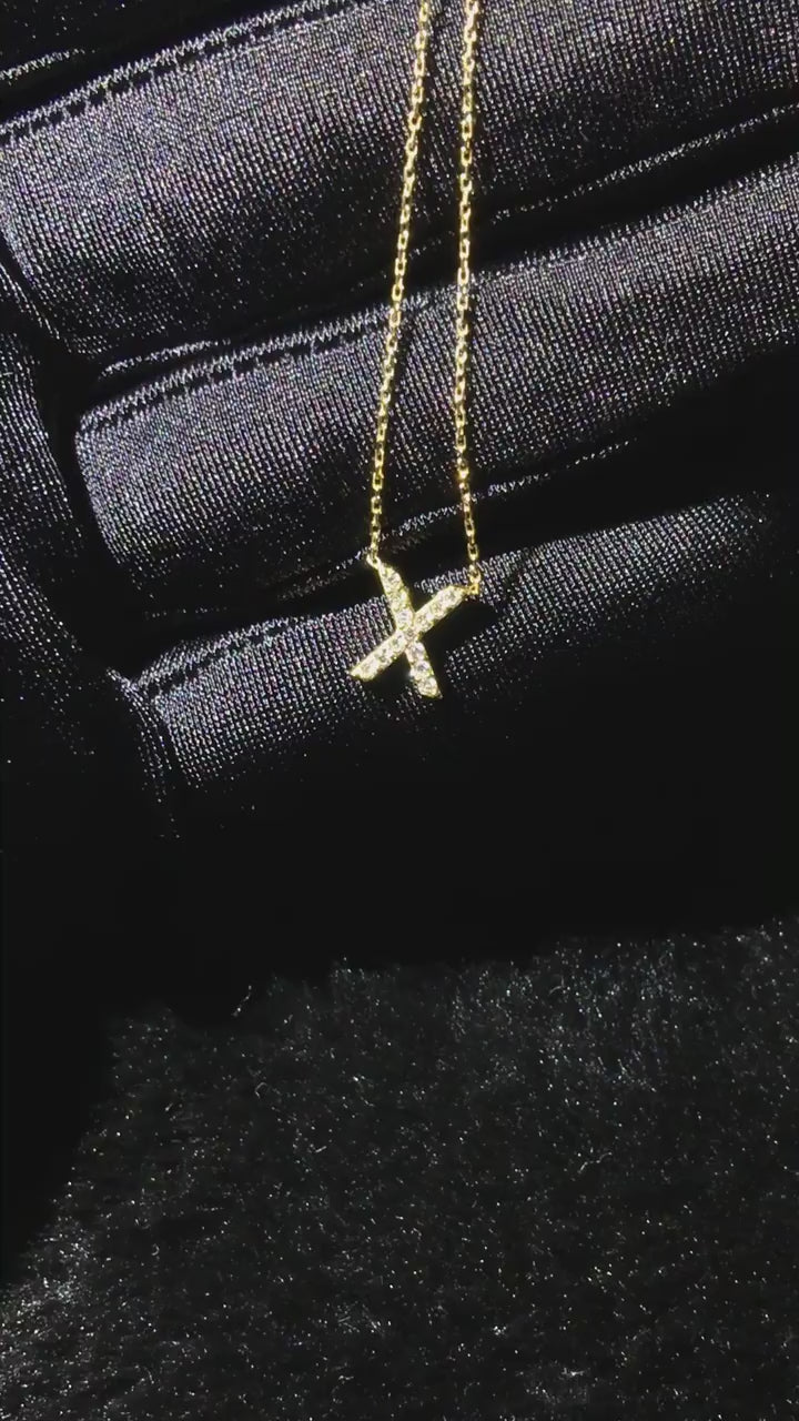 26-Letter Lab Grown Diamond Pendant Necklace in 14k White/Yellow Gold