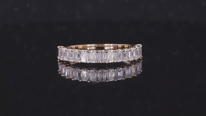 3x5mm, 1.50ctw Emerald Cut Lab-Grown Diamond Half-Eternity Band Ring in Yellow Gold