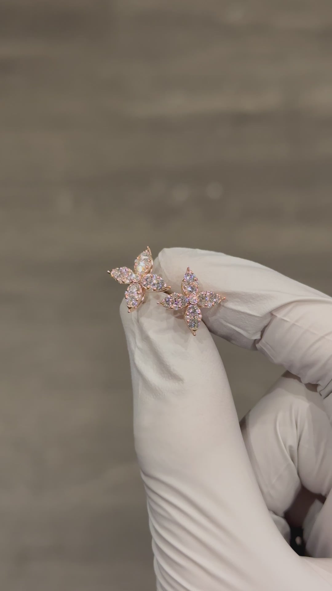Customized™ 0.90ctw Flower Diamond Earrings in 14K Solid White/Rose Gold