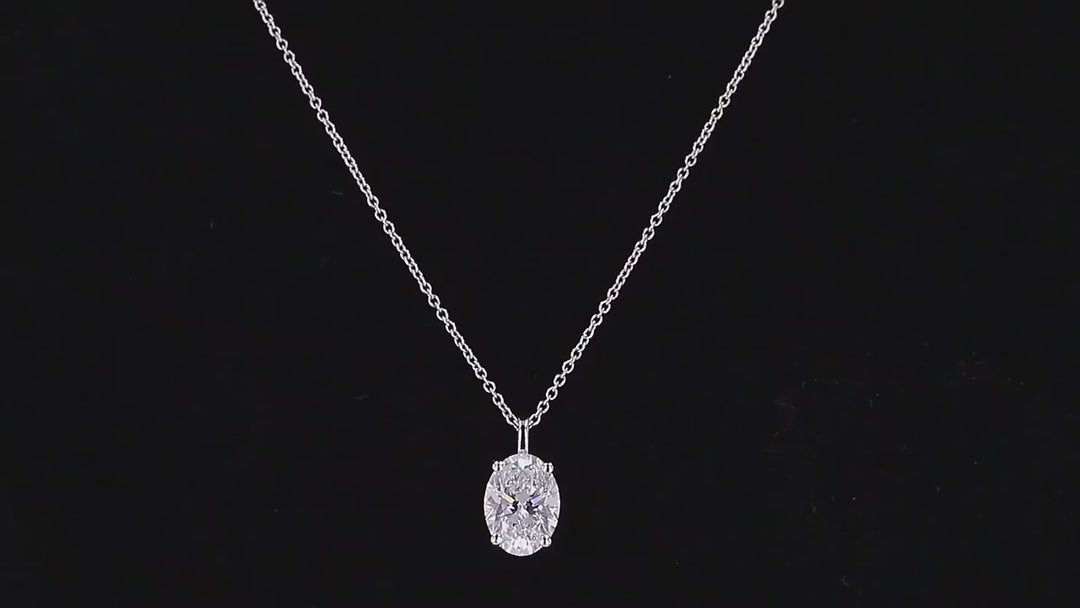 6.5x8.5mm, 1.50ct Oval Cut Lab-Grown Diamond Pendant Necklace in 18K Solid White Gold