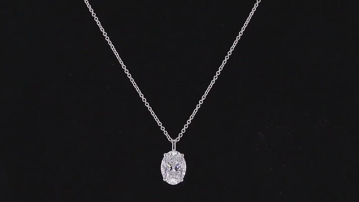 6.5x8.5mm, 1.50ct Oval Cut Lab-Grown Diamond Pendant Necklace in 18K Solid White Gold