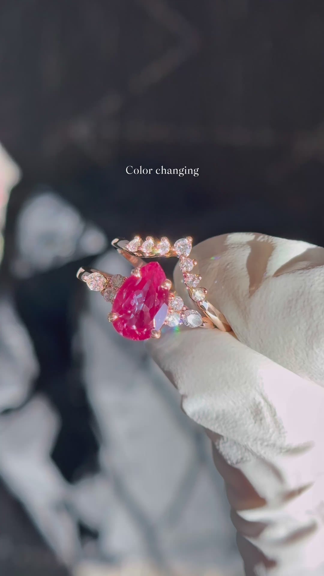 1.60ct Pear-Cut Alexandrite Ring with Diamond Stacking Band in 14K Rose Gold (6x9mm)