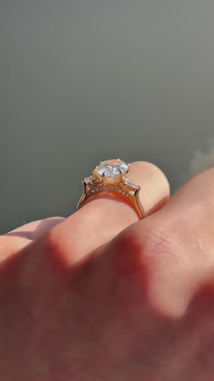 Lotus Lace Trilogy in 14K yellow gold — underside, worn face-on [ld m=y shot=under]