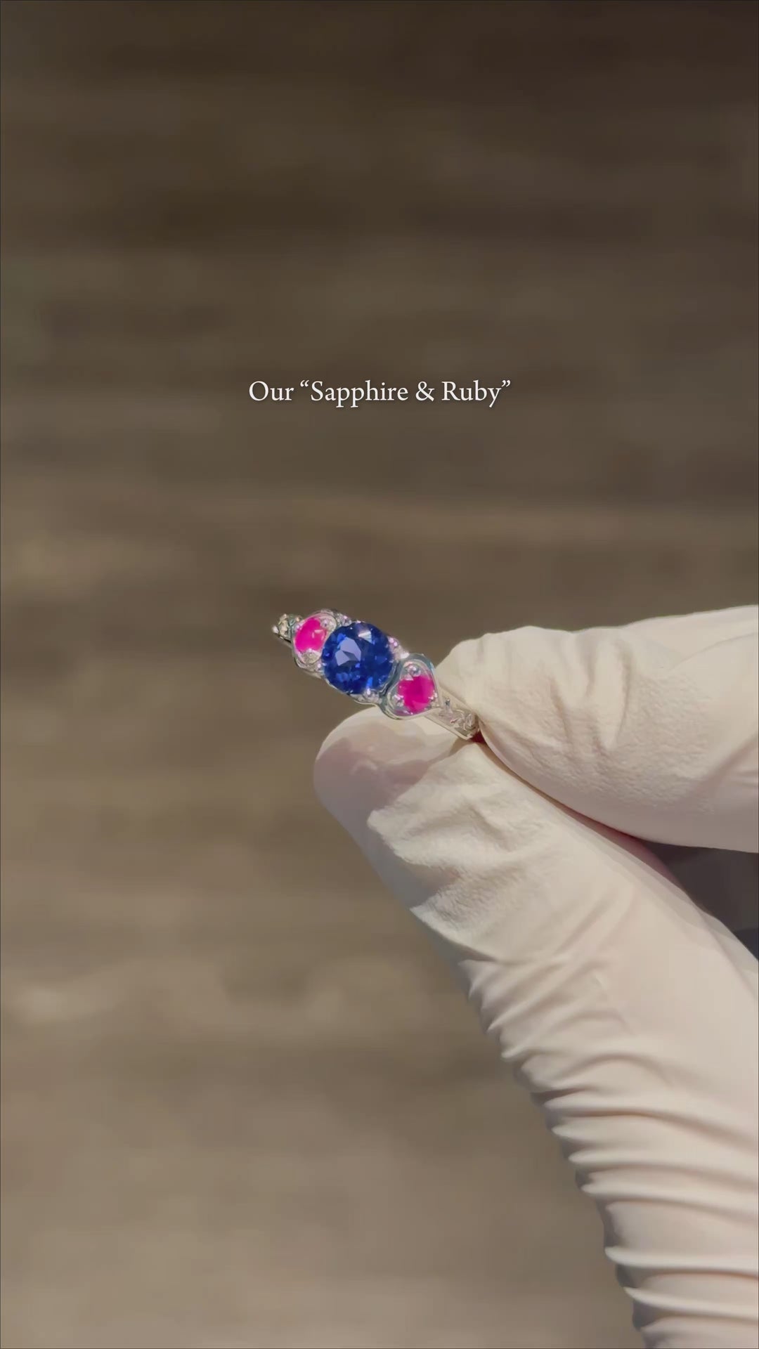 "Sapphire & Ruby" Three-Stone Ring