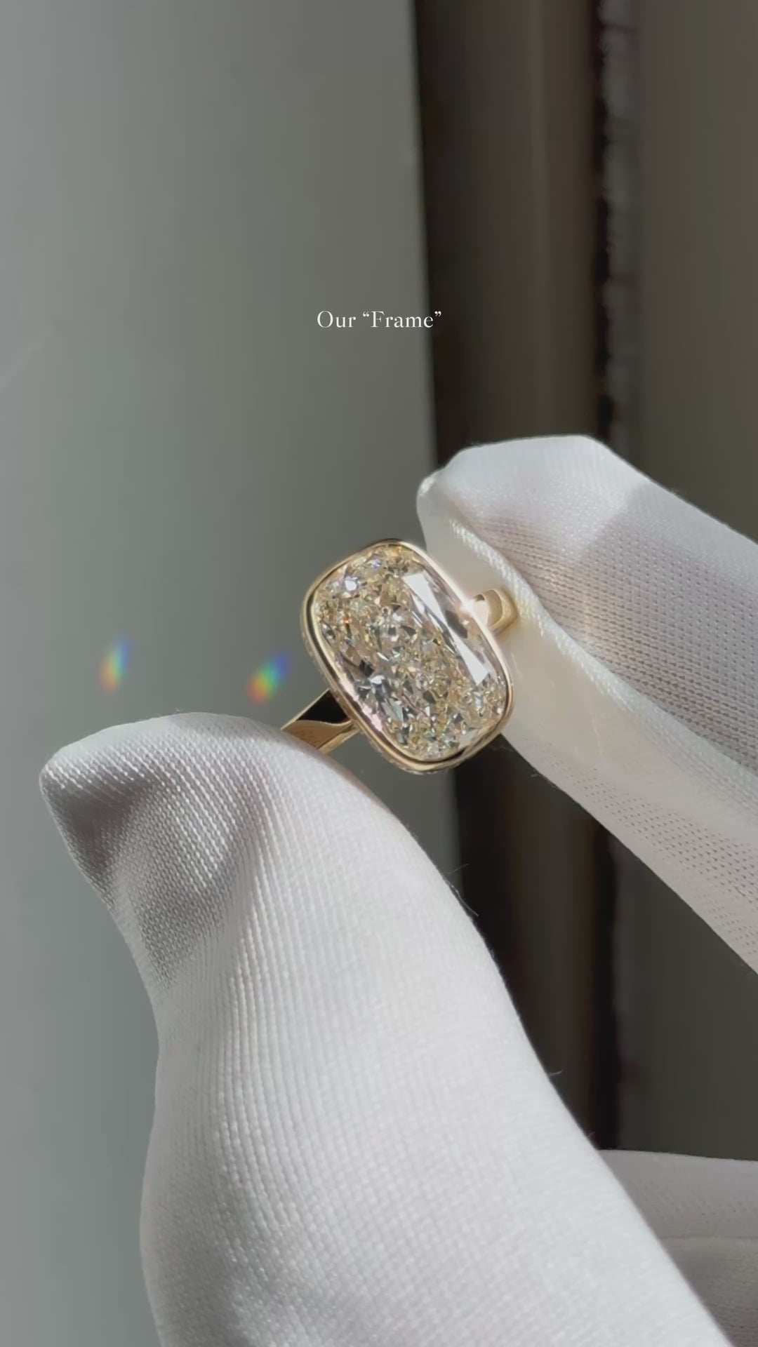 Cushion Bezel-Set Diamond Ring, "The Frame"
