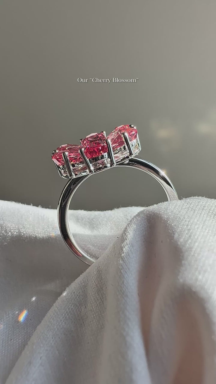 The Cherry Blossom — Six Petal Pink Sapphire Flower Ring