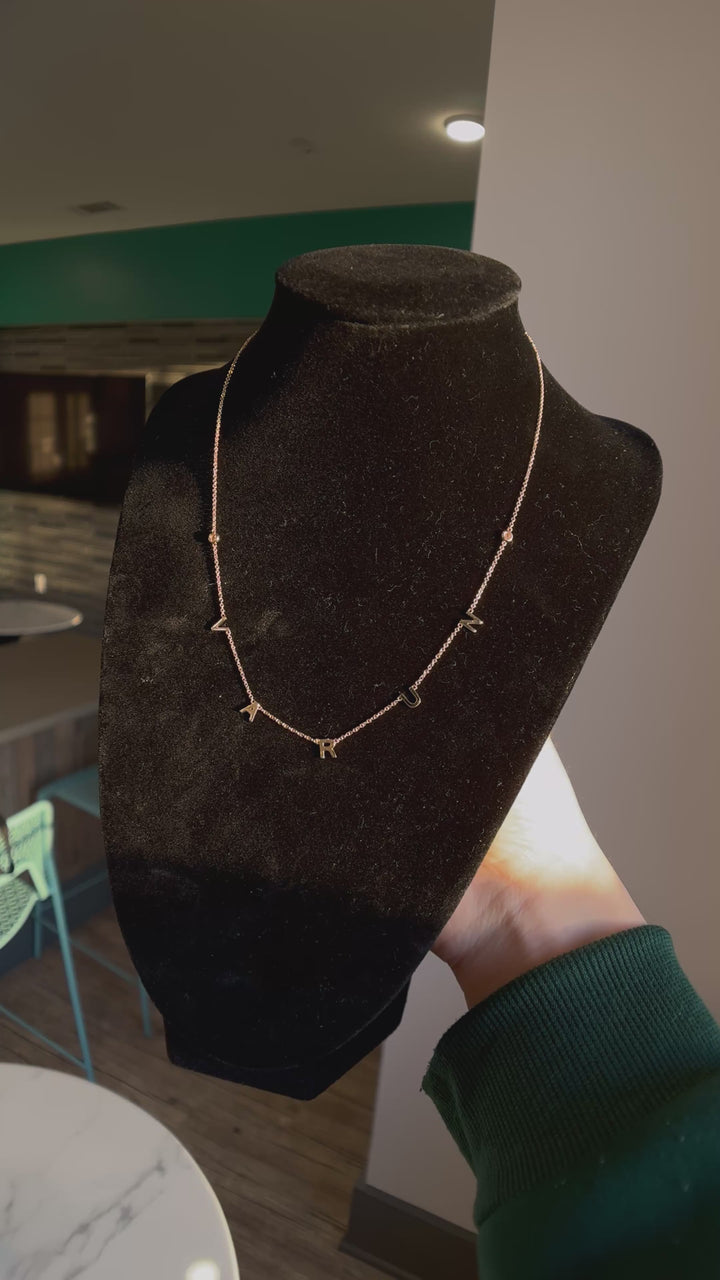 Customized™ Letter Necklace with Diamonds in 14K Solid Yellow Gold