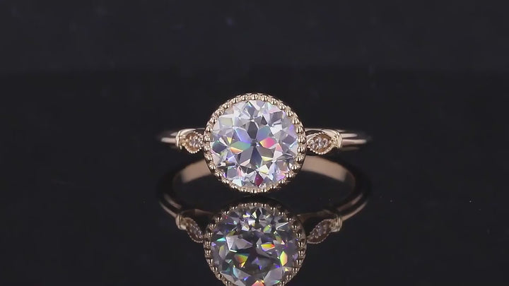 8.5mm Old European Round Cut Moissanite Solitaire Vintage Style Ring in 10K Solid Yellow Gold