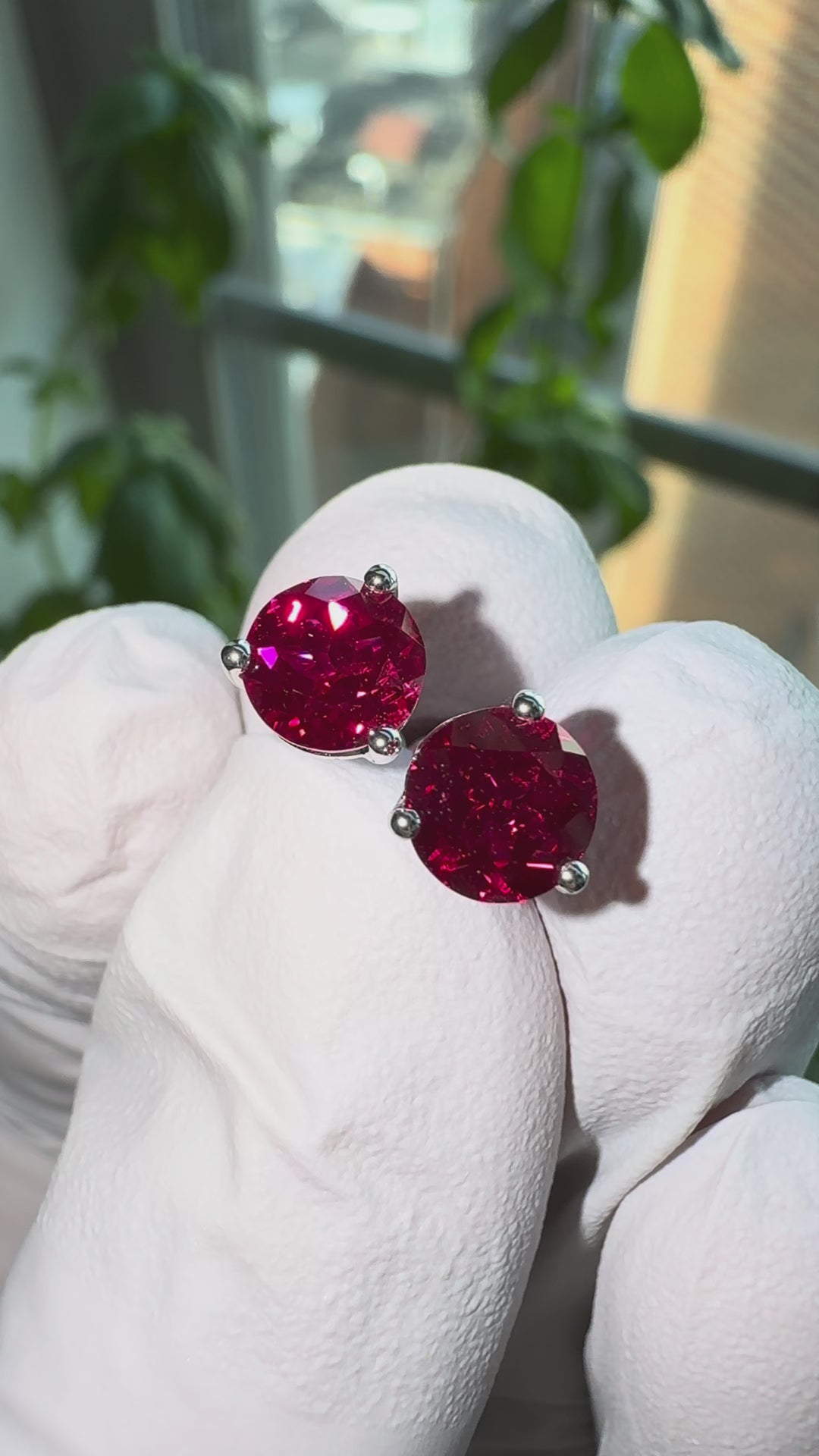 0.50ct Each Round Ruby Martini Stud Earrings in 10K White Gold
