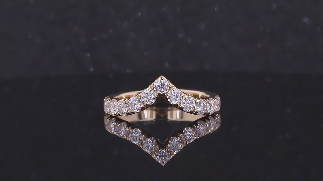 3mm Diamond Elongated Ring in 14K Solid Yellow Gold