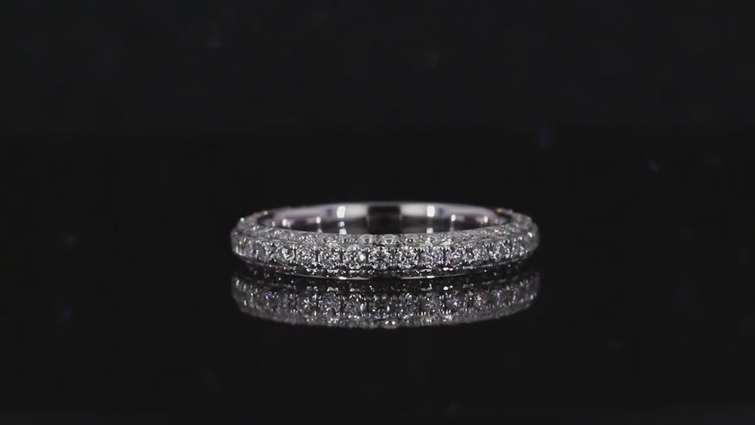 Three Row Diamond Eternity Ring in 18k Solid White Gold