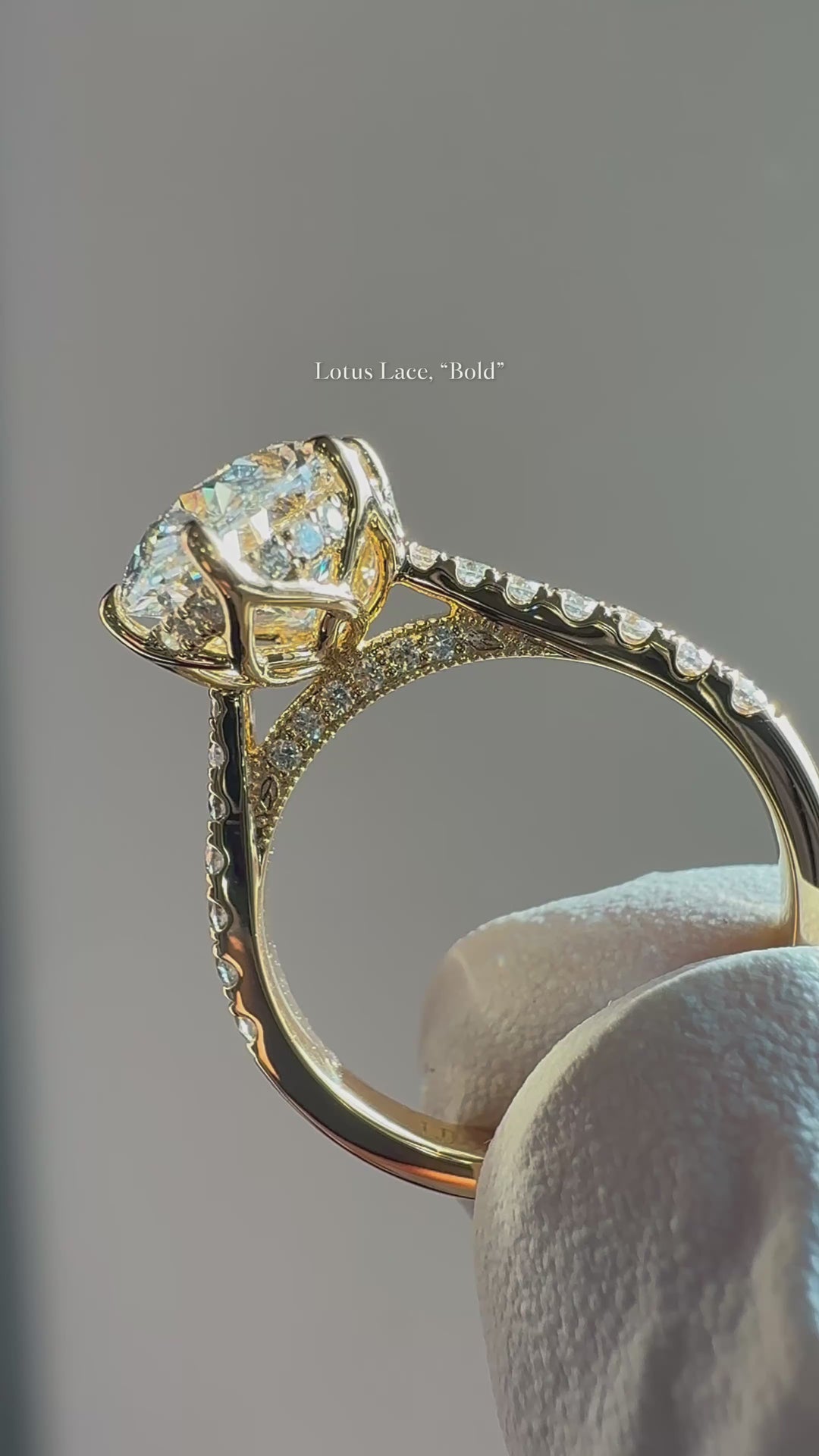 Oval Diamond Ring with Diamond Band, "Lotus Lace Bold"
