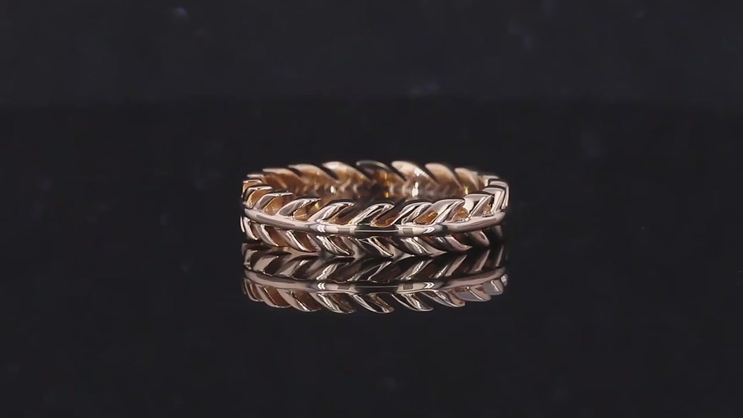 Leaf Vine Ring in 14K Solid Yellow/White/Rose Gold