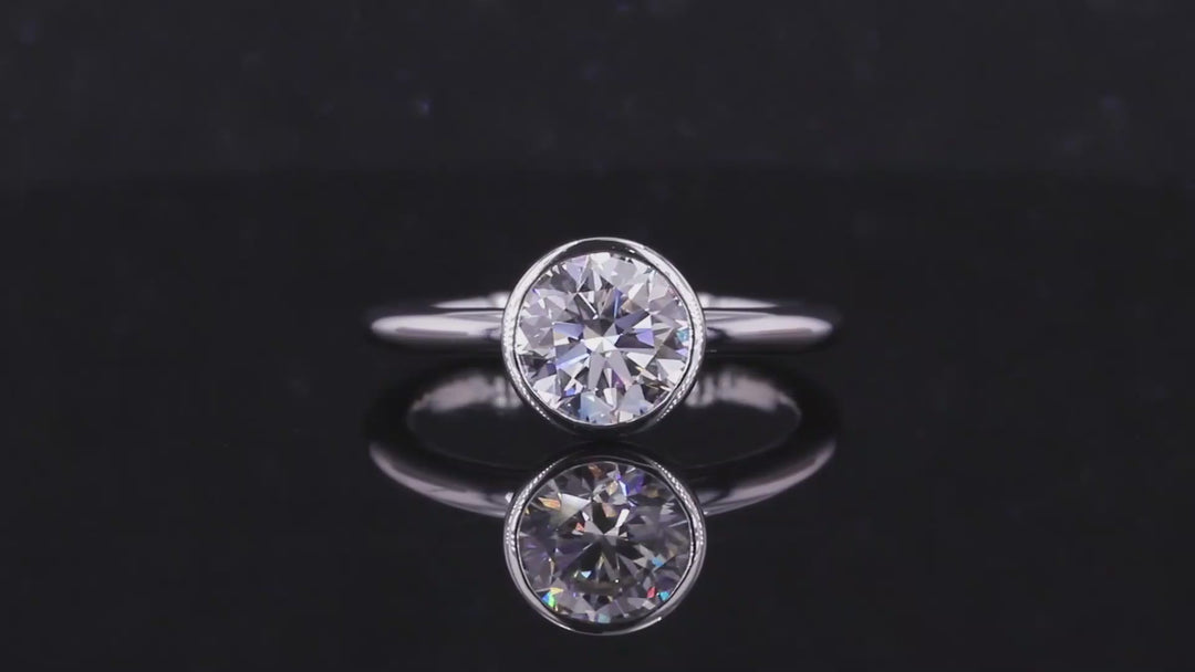 2.00ct Round Lab-Grown Diamond Ring in Lotus Bezel Setting in White Gold