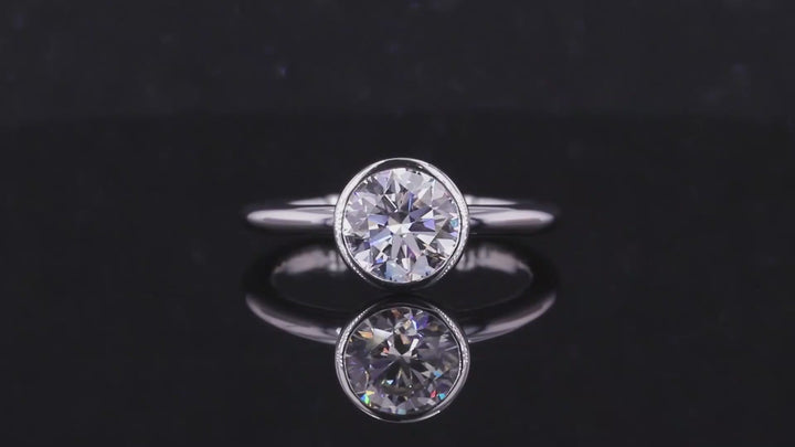2.00ct Round Lab-Grown Diamond Ring in Lotus Bezel Setting in White Gold