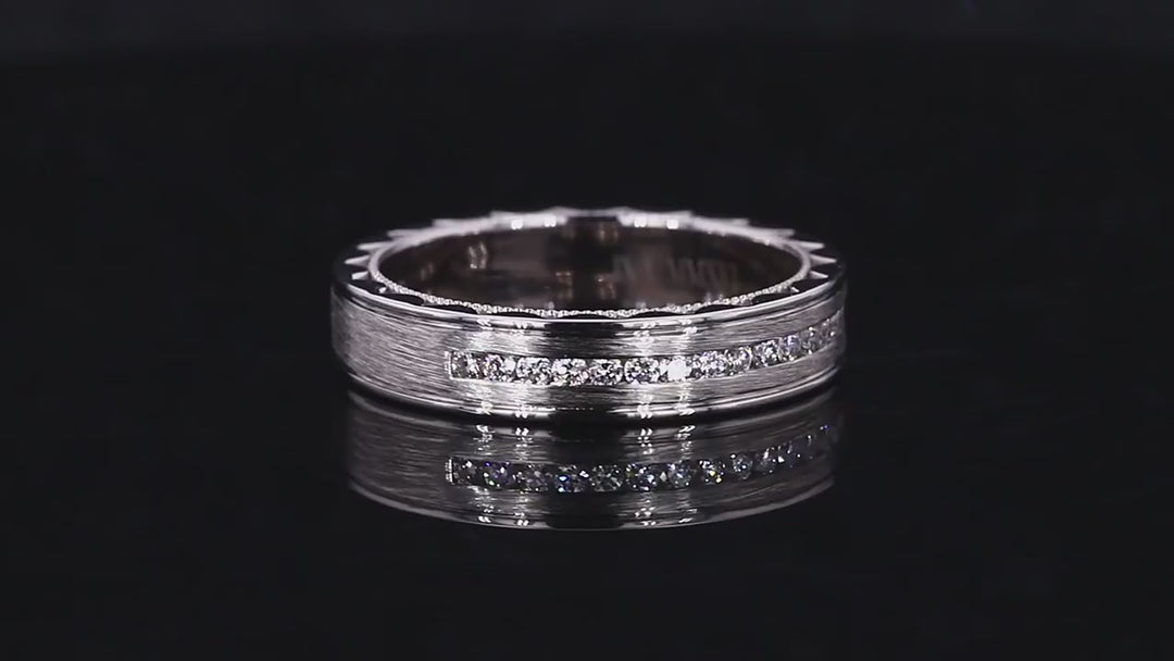 1.5mm Solid Band Men's Diamond Ring in 14K White Gold