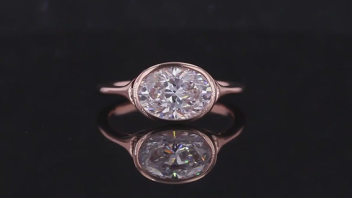 2.50ct Oval Lab-Grown Diamond East-to-West Bezel Set Ring in Rose Gold