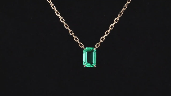 5x7mm, 1.00ct Lab-Grown Colombian Emerald Classic Pendant with Rolo Necklace in 14K Yellow Gold