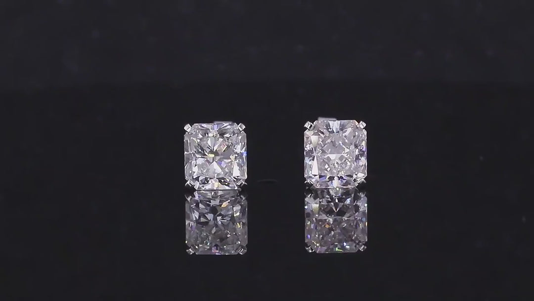 5.5mm, 2ctw Square-Radiant Cut Diamond Earrings in 14K Solid White Gold