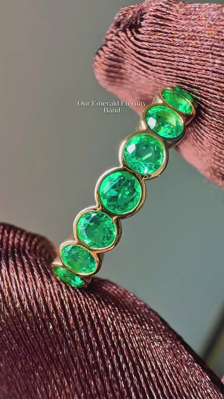 Round Colombian Emerald Bezel-Set Eternity Band (3.2mm, 1.50ctw)