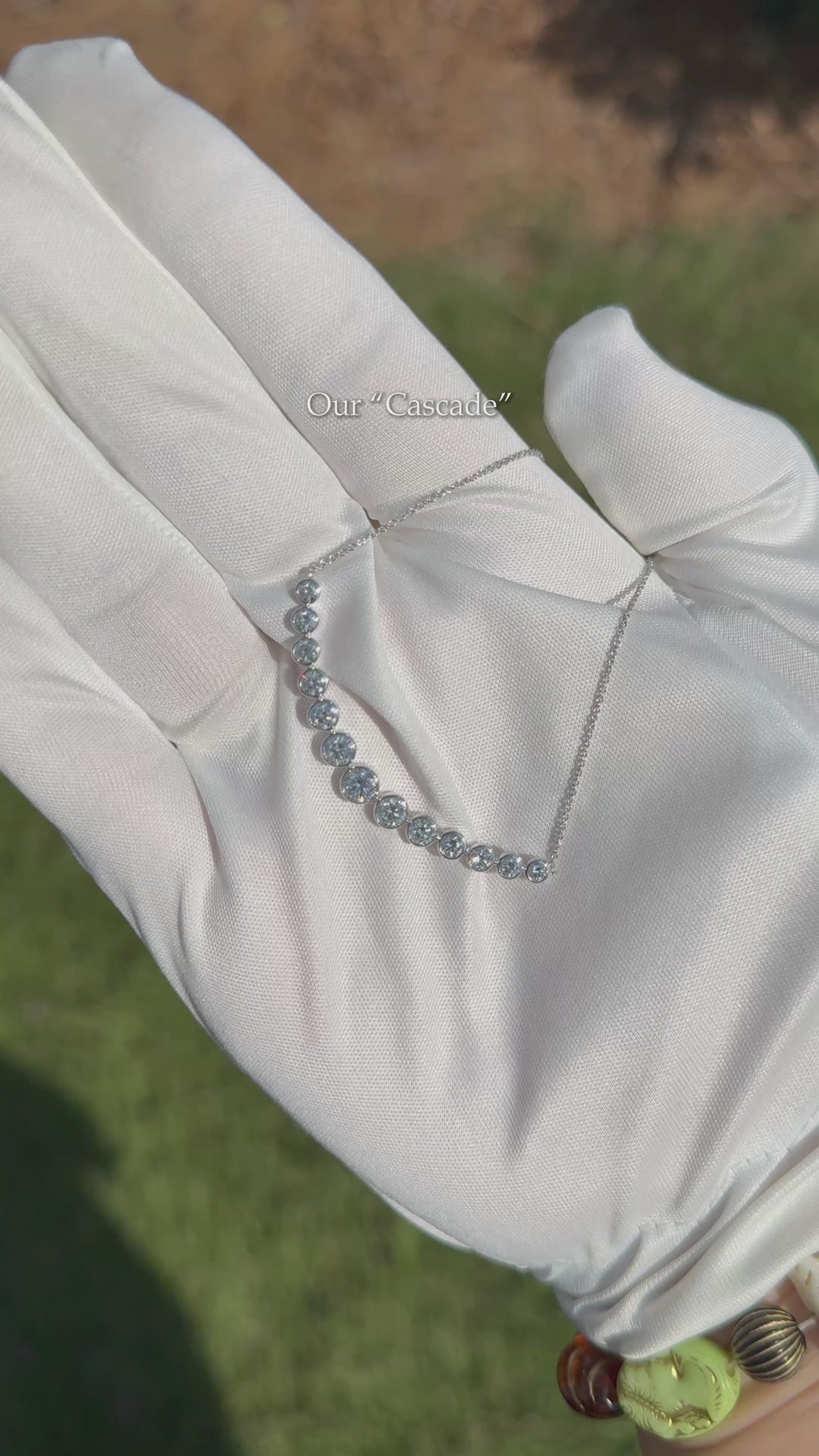 2.2ctw Lab Diamond Graduated Curved Bar Bezel-Set Pendant Necklace
