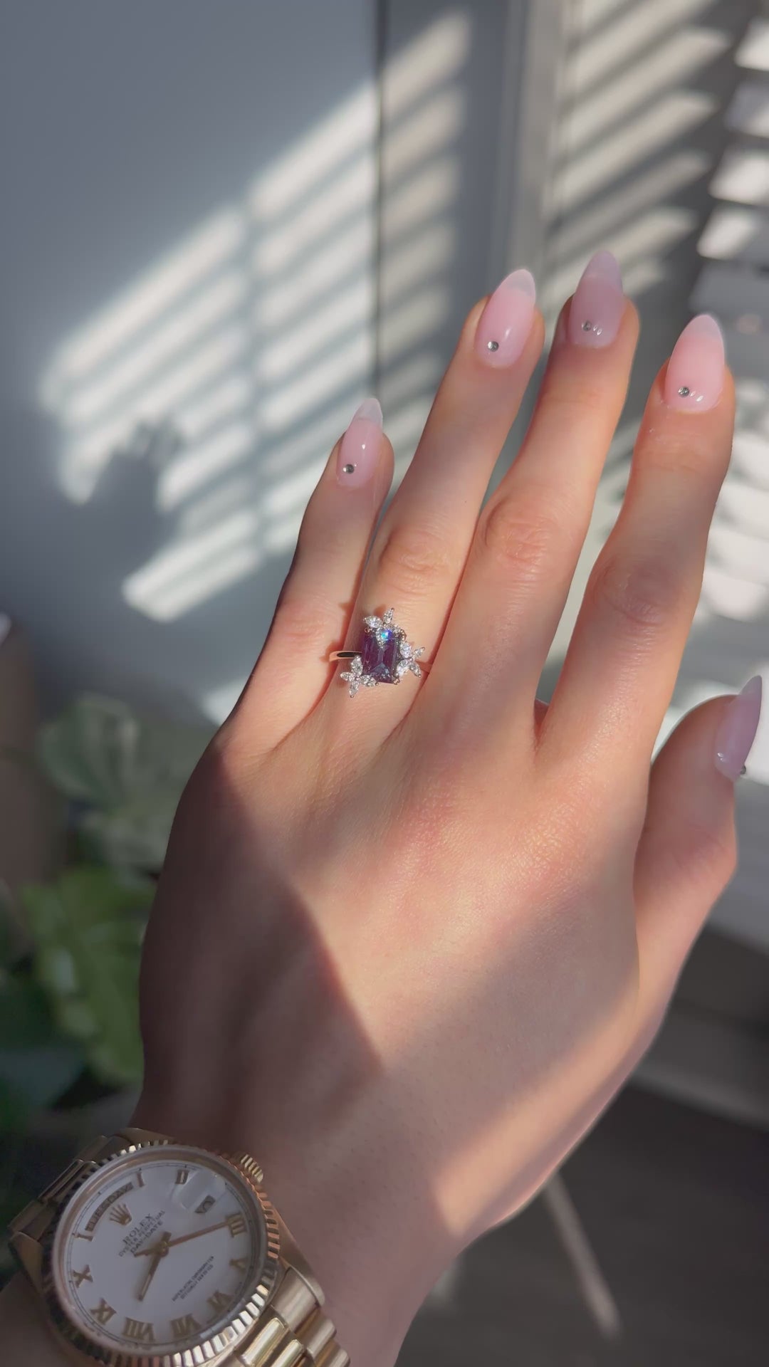 The Jardin — Emerald-Cut Alexandrite Floral Ring