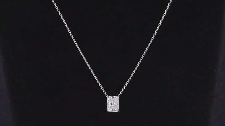 6*8mm Radiant Cut Moissanite Necklace in 14K Solid White Gold
