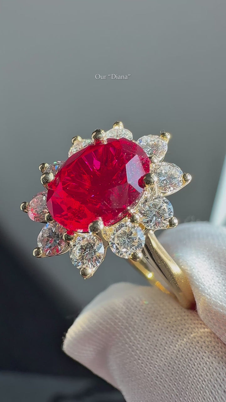 The Diana — Ruby Diamond Cluster Ring