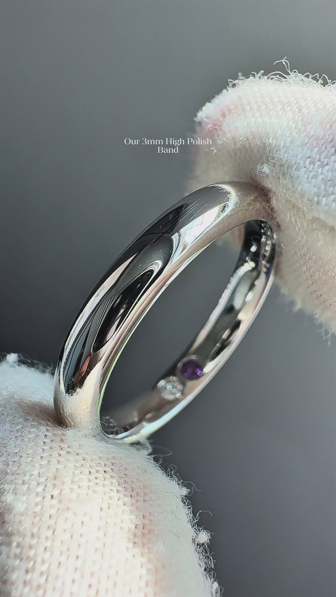 Custom Birthstone Inlay Band Ring – 3mm High Polish