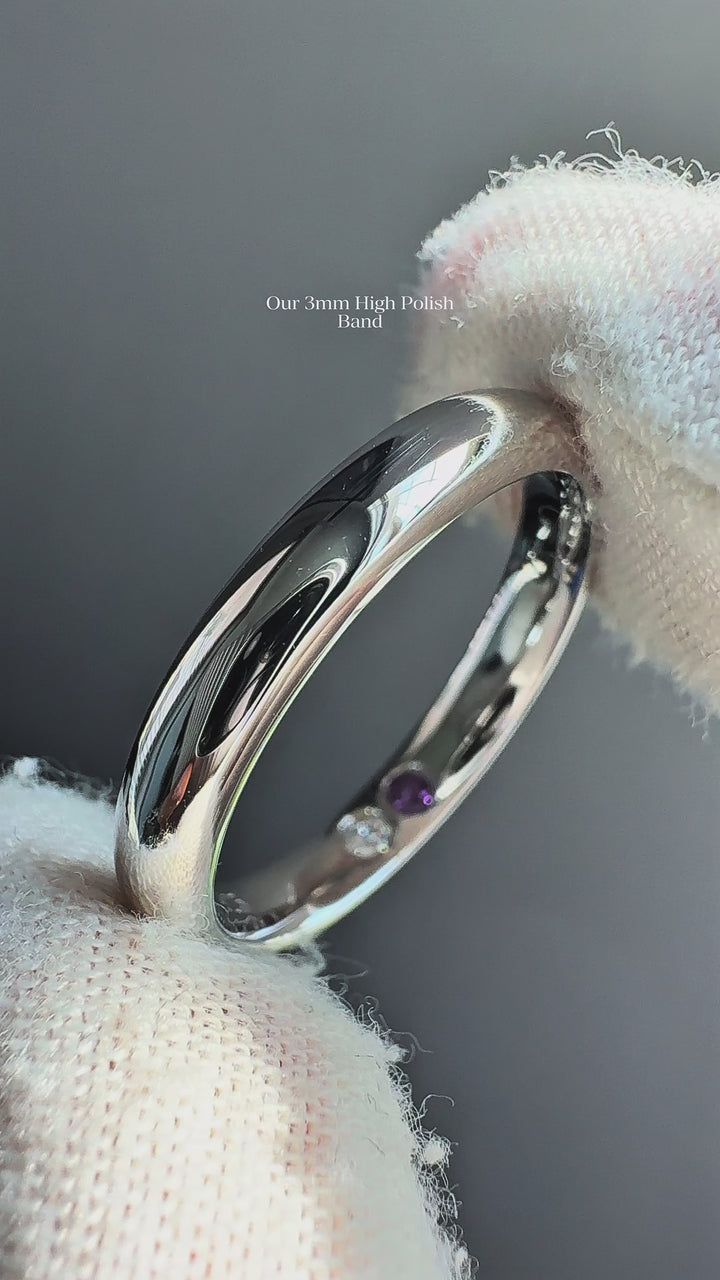 Custom Birthstone Inlay Band Ring – 3mm High Polish