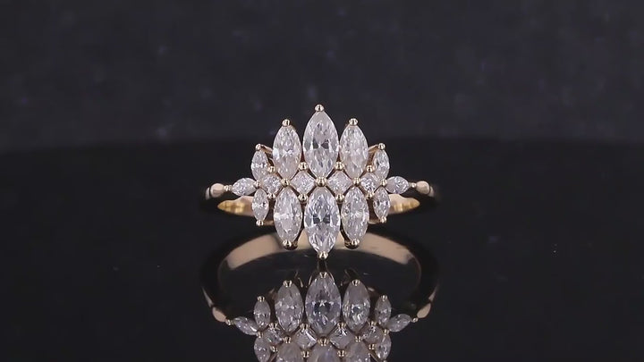 Marquise and Princess Moissanite Ring in 10k Solid Yellow Gold