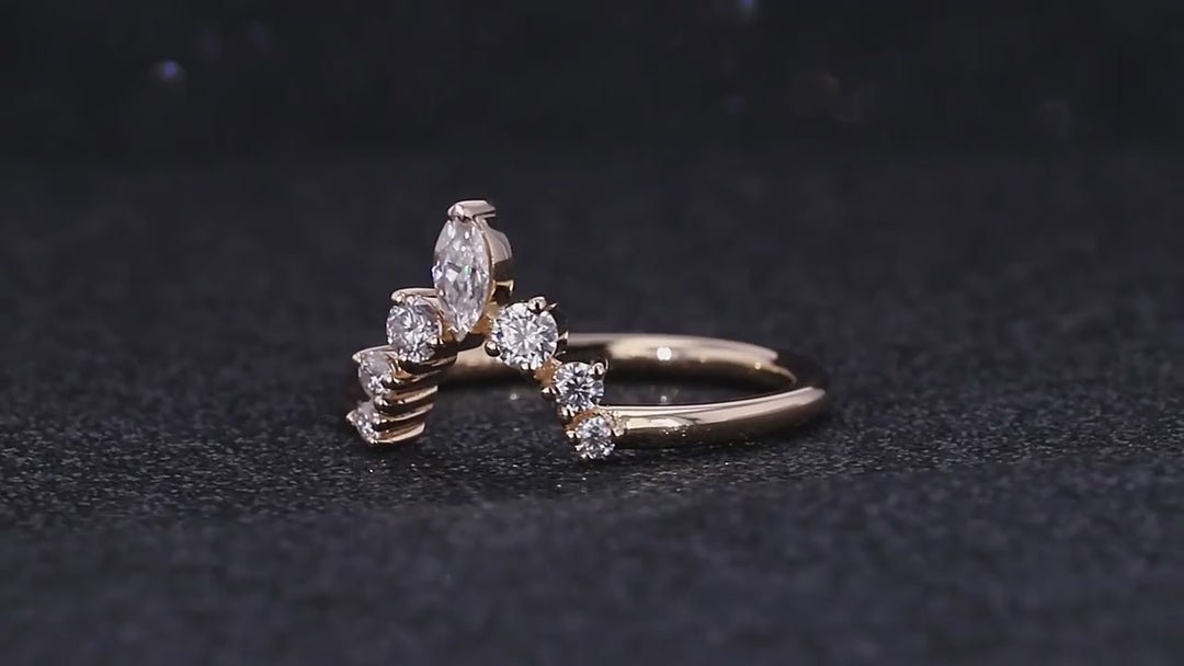 Crown Moissanite Ring in 18K Solid Yellow Gold