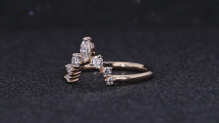 Crown Moissanite Ring in 18K Solid Yellow Gold