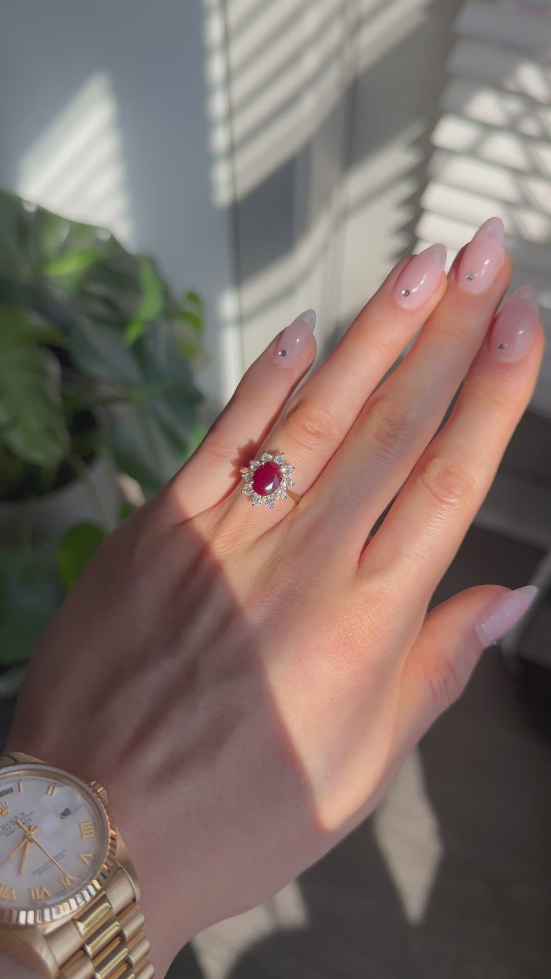 The Diana — Ruby Diamond Cluster Ring