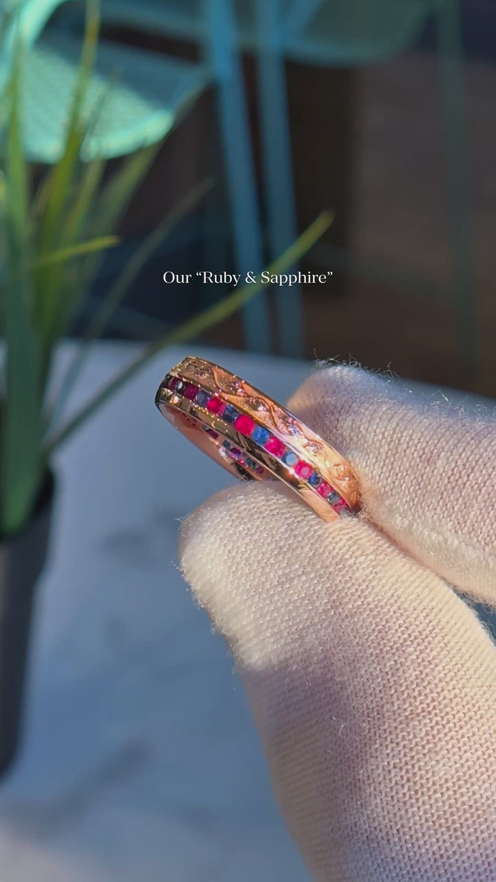 "Ruby & Sapphire" Channel-Set Wedding Band, 5mm