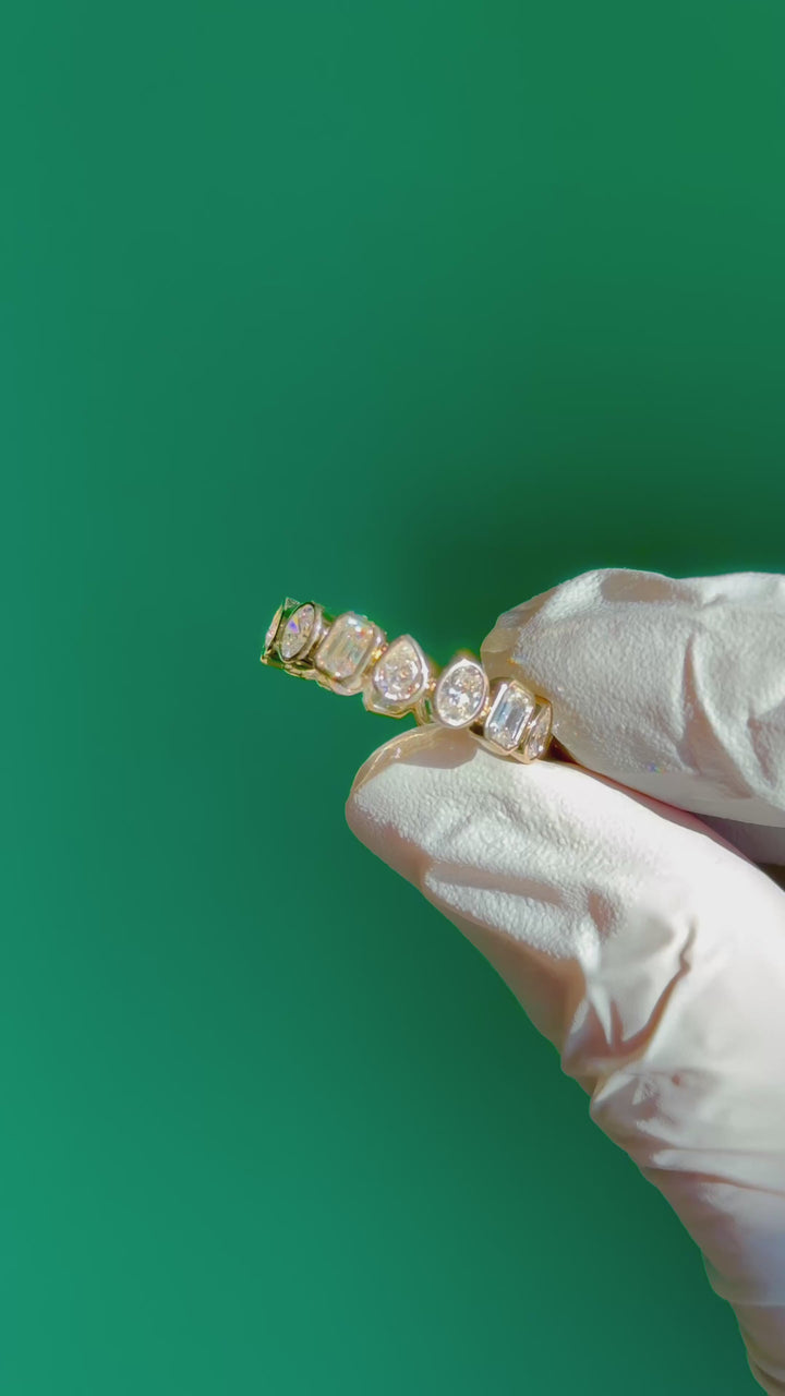 Customized™ 3mm, 3.00ctw Pear, Oval, and Emerald Lab-Grown Diamond Eternity Band Ring in Yellow Gold