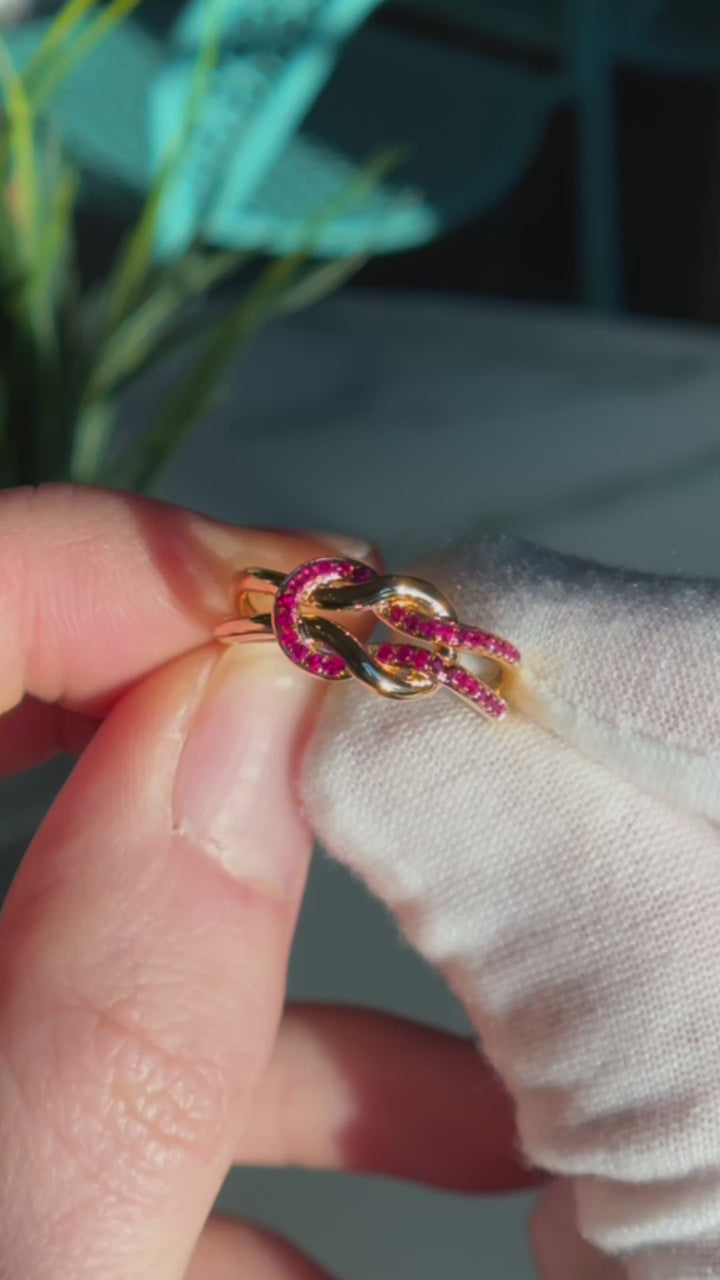 Customized™ 0.25ctw Natural Ruby Knot Ring in Yellow Gold