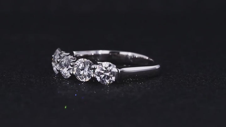 3.45mm Five Stone Diamond Ring in 14K Solid Yellow/White/Rose Gold