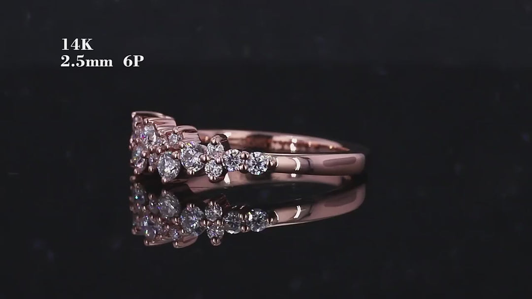 Cluster Round Cut Moissanite Wedding Ring in 14k Solid Rose Gold