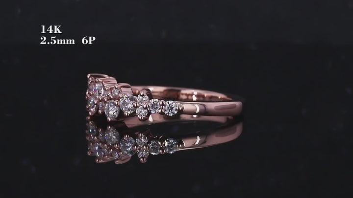 Cluster Round Cut Moissanite Wedding Ring in 14k Solid Rose Gold
