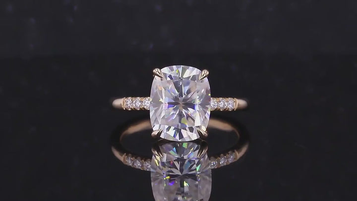8x10mm Cushion Cut Moissanite Ring in 14K Solid Yellow Gold